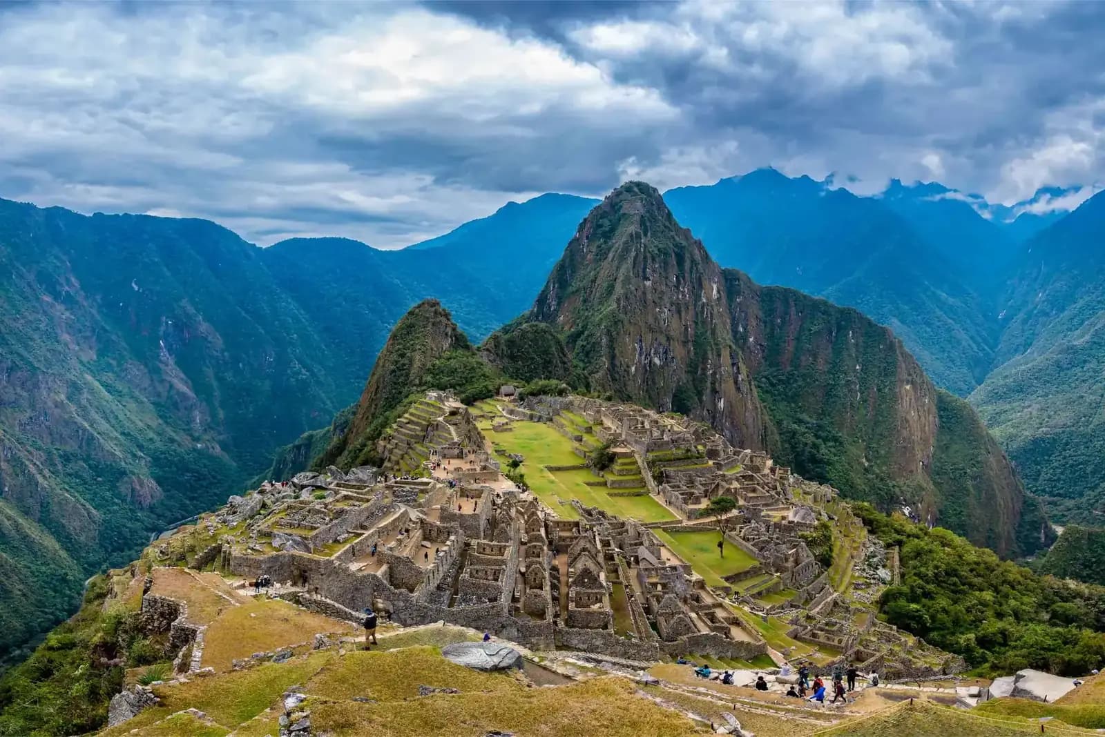 The Machu Picchu citadel below Huayna Picchu in the Andes on a private guided Peru tour